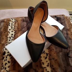 J jill womens black leather dressy flat